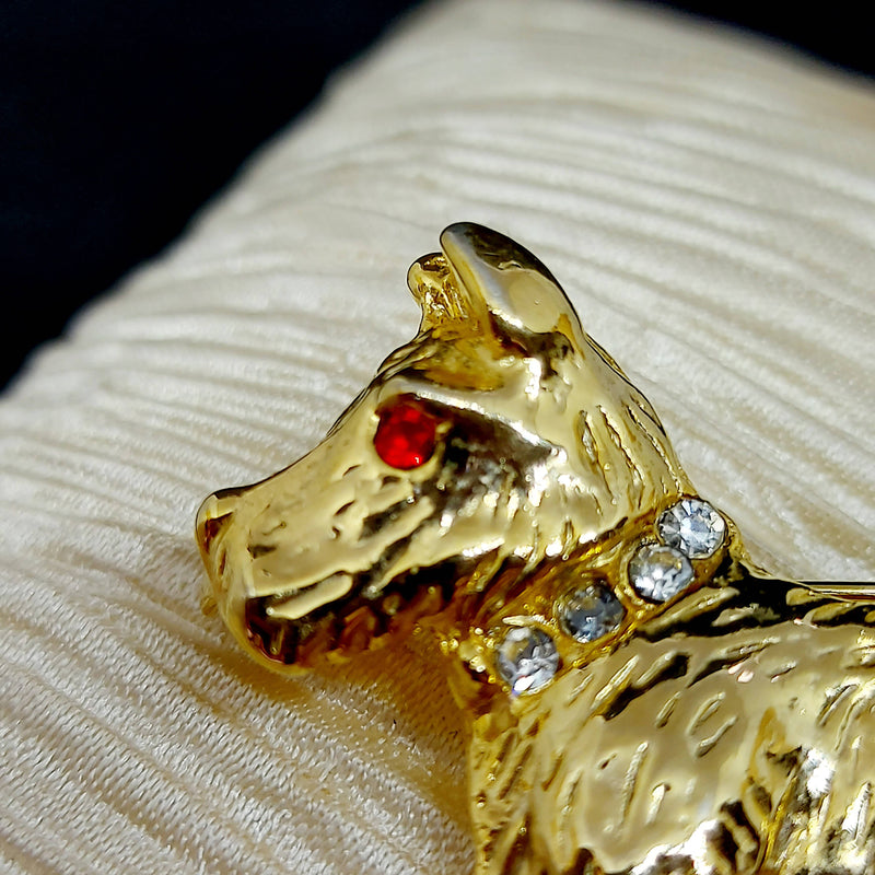 Vintage 'Scottie Dog' Gold Tone Brooch