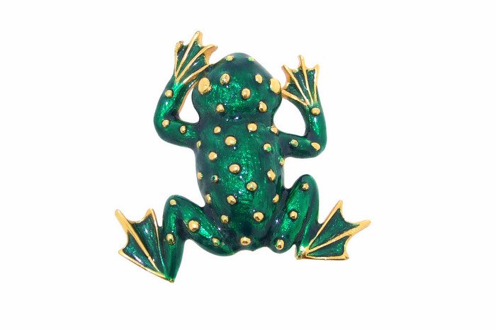 Frog Brooch Green enamel