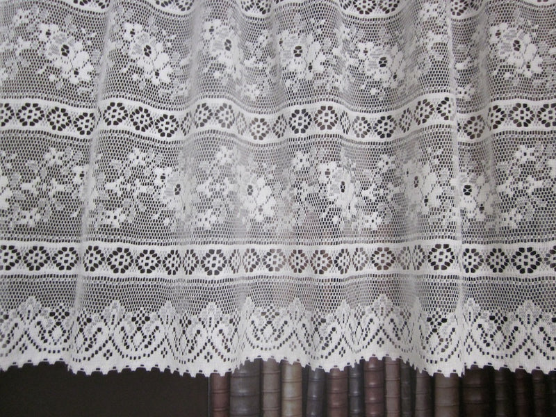 Rue de France white 18" cafe curtain bris-bise valance panelling by the metre