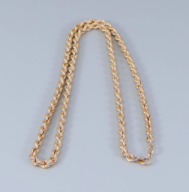 9ct Gold 18 inch Rope Chain Necklace.
