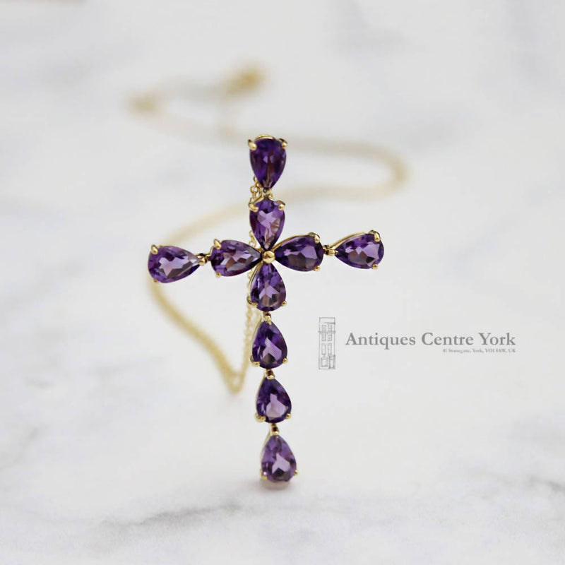 Gold amethyst cross on sale necklace