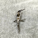 Silver enamel bird brooch