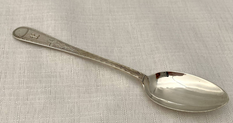 Victorian Set of Six Bright Cut Silver Teaspoons. Exeter 1876 Josiah Williams & Co. 2.5 troy ounces.