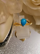 New Arizona Sleeping Beauty Turquoise in Yellow Gold Overlay Sterling Silver - Size N/O