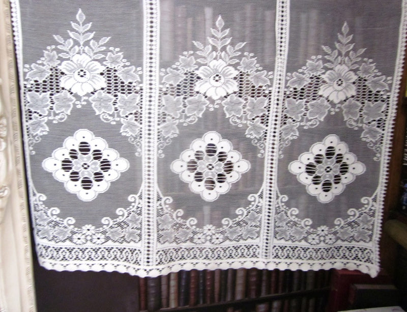 "Victoria" Vintage Heritage Design Cream Cotton Lace Curtain -2 panels 34”x 45 Inches