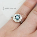 18ct White Gold Blue & White Diamond Cluster Ring