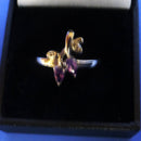 Silver Two Stone Amethyst Ring Size O + 1/2