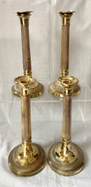 Early 19th Century Set of Four Gilded Old Sheffield Plate Candlesticks.