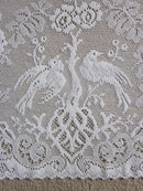 Shabby Chic "Doves" Country Cottage Cotton Valance Lace Panelling in white cotton lace 12" off roll per metre