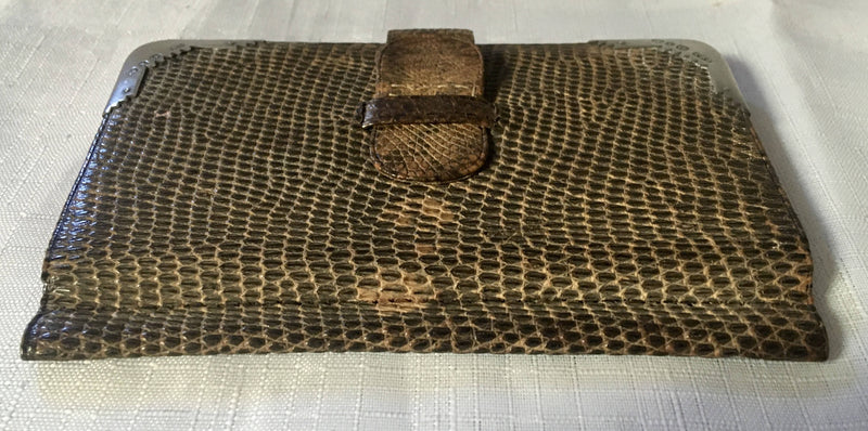 Victorian, silver mounted snakeskin wallet. Birmingham 1897 George Henry James.