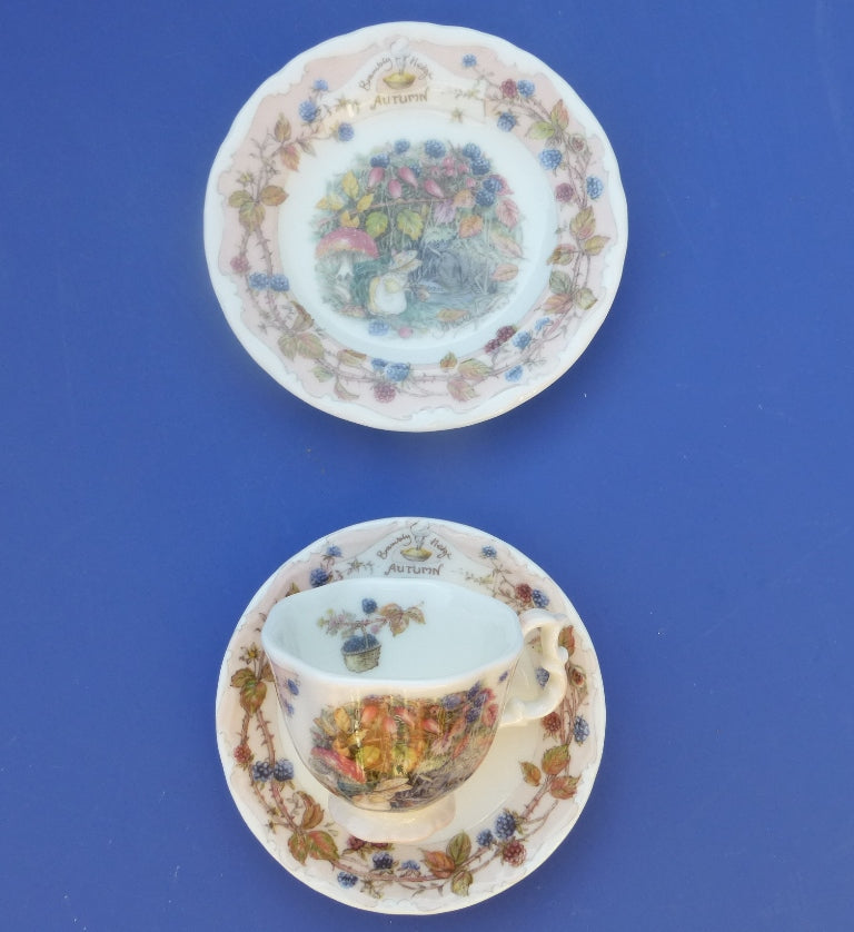 Royal Doulton Brambly Hedge Miniature Trio - Teacup, Saucer and Plate - Autumn by Jill Barklem