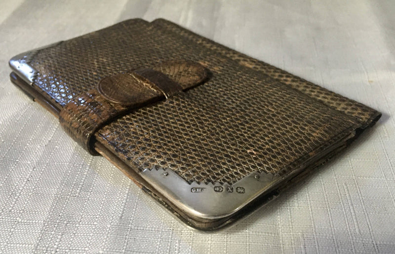 Victorian, silver mounted snakeskin wallet. Birmingham 1897 George Henry James.