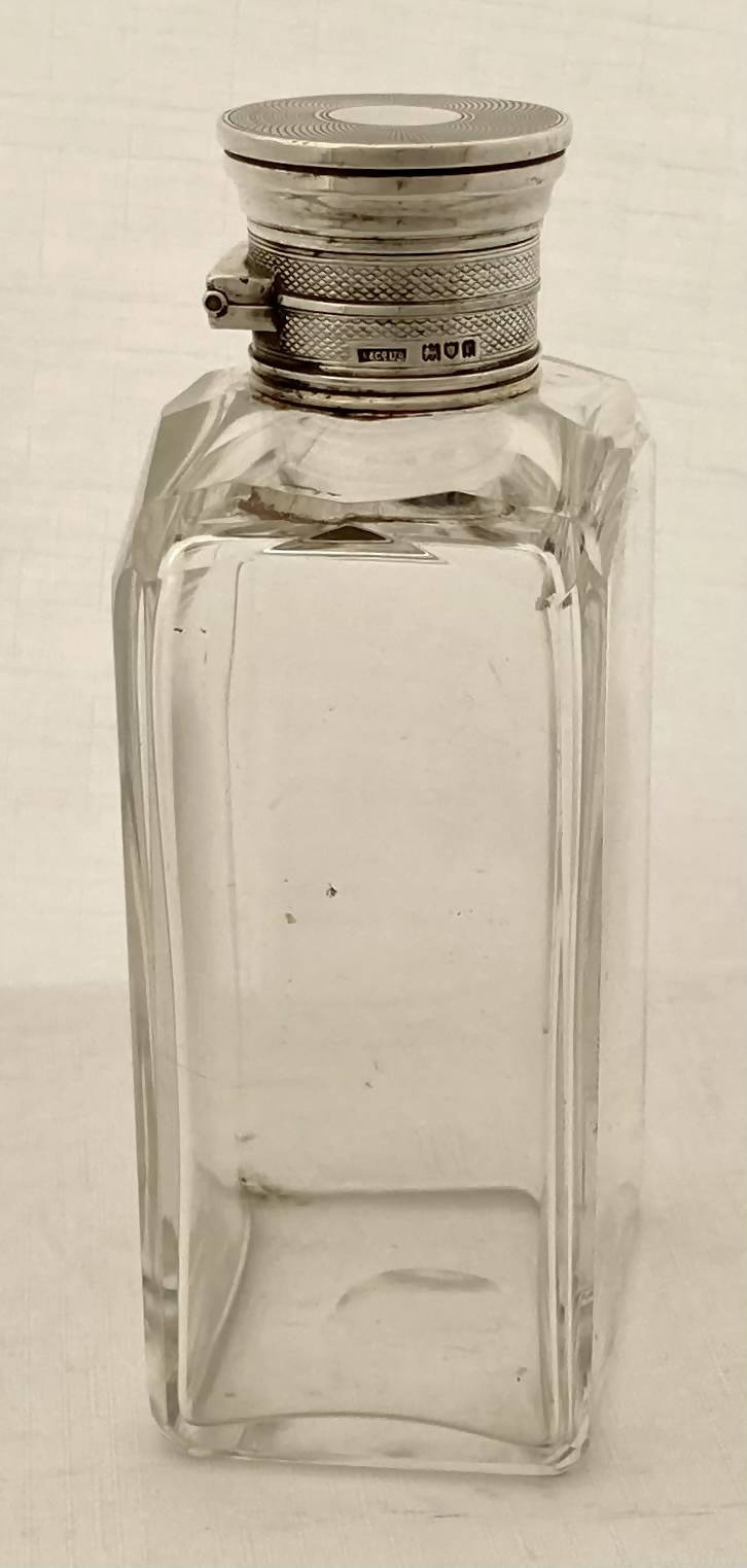 George V Large Silver & Cut Glass Cologne Flask. London 1912 Asprey & Co Ltd.