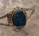 New Artisan Drusy Cobalt Blue (Ovl 20x15mm) Cuff Bangle (Size 7.5) in Sterling Silver 13.00 Ct