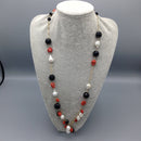 Silver gilt, red coral and baroque pearl necklace