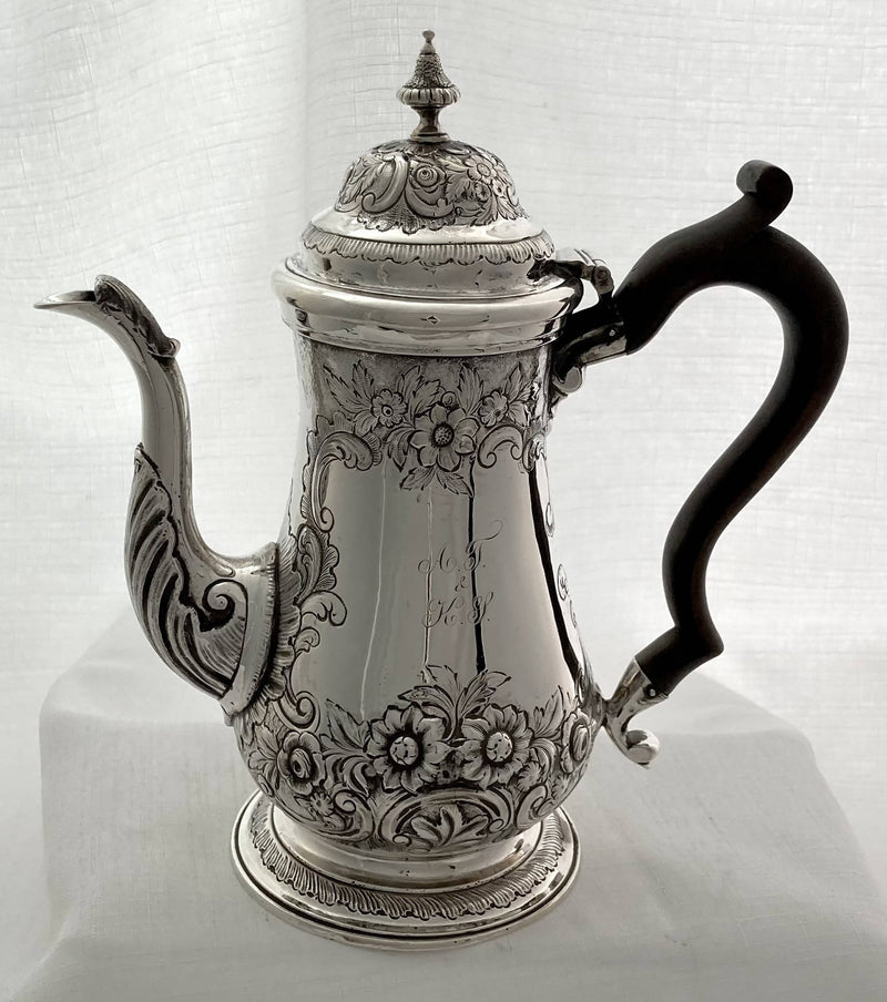 Georgian, George II, Silver Coffee Pot. London 1759 Thomas Whipham & Charles Wright. 23 troy ounces.