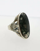 Silver Art Nouveau Style Moss Agate Ring