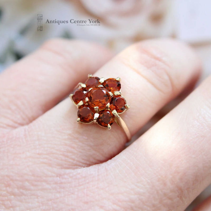 1960's 9ct Rich Citrine Cluster Ring