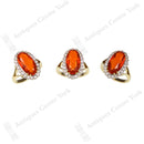 Handmade 18ct Fire Opal & Diamond Cluster