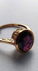 Rare Find: New 9K Yellow Gold Extremely Rare Size Rhodolite Garnet Solitaire Ring - Size Q