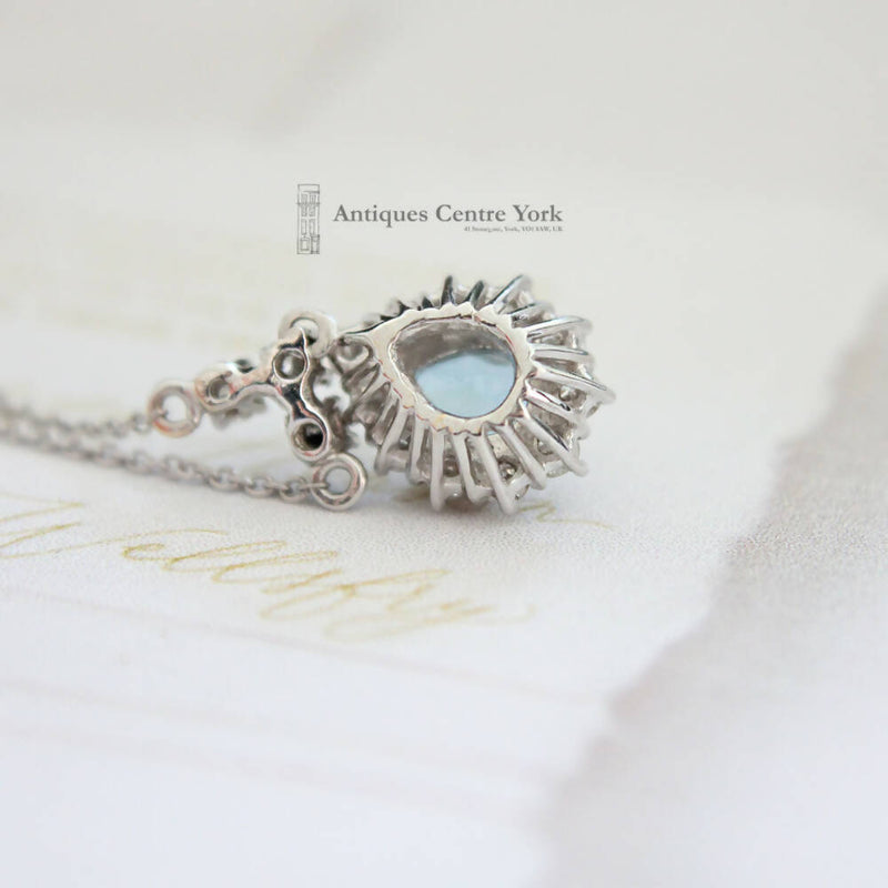 18ct White Gold Aquamarine & Diamond Necklace