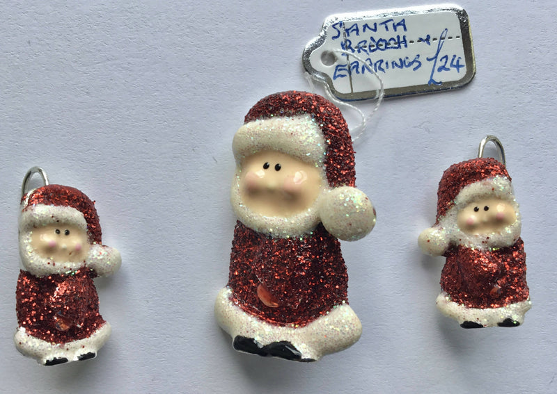 Santa Brooch and Earrings.