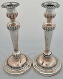 Georgian, Pair of Old Sheffield Plate Crested Candlesticks, circa 1820.