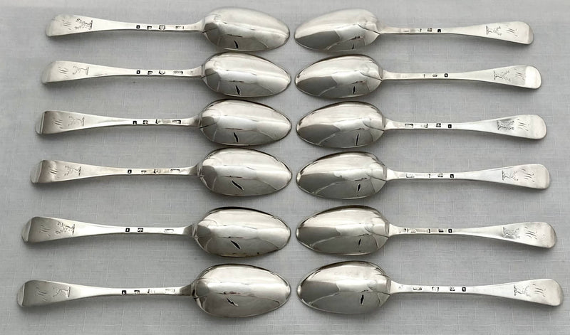 Georgian, George III, Twelve Scottish Silver Tablespoons. Edinburgh 1776 William Davie. 27 troy ounces.