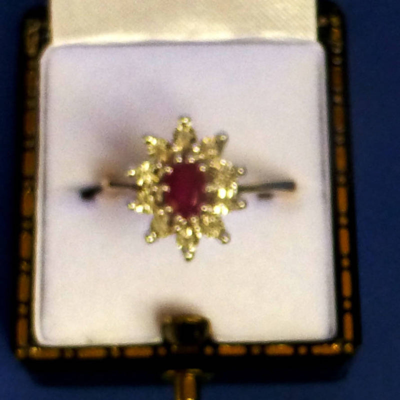 9ct Gold Ruby and Diamond Ring (0.05ct Diamond) Size O