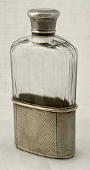 Edwardian Silver Plate & Faceted Glass Hip Flask. Asprey of Bond Street.