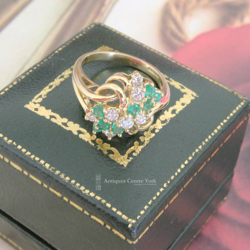 18ct Emerald & Diamond Cluster Ring