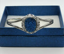 New Artisan Drusy Cobalt Blue (Ovl 20x15mm) Cuff Bangle (Size 7.5) in Sterling Silver 13.00 Ct