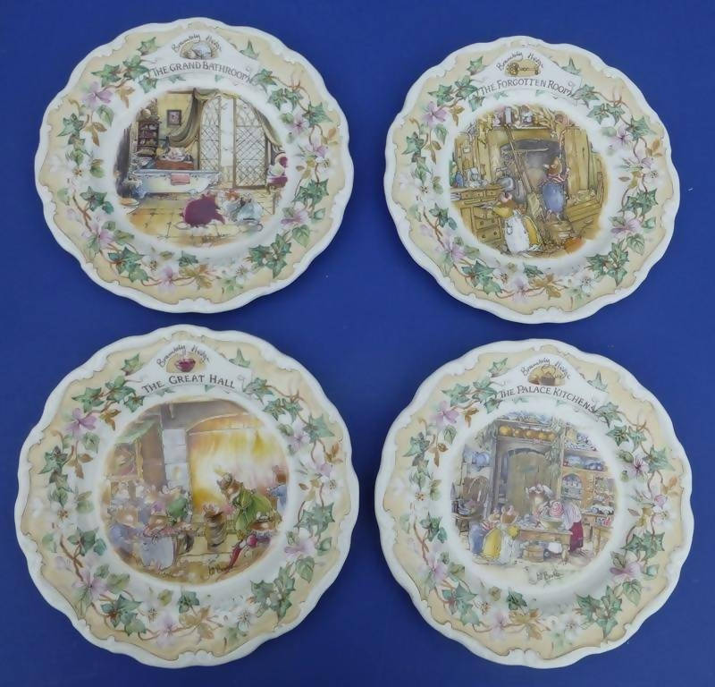Royal Doulton Brambly Hedge Secret Staircase Plates (Set of 4 Plates) Palace Kitchens. Forgotten Room, Great hall, Grand Bathroom