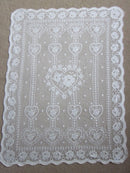 "Charming Hearts" A Vintage White Cotton Lace Curtain Panel - 30 x 36 Inches- Ready-made