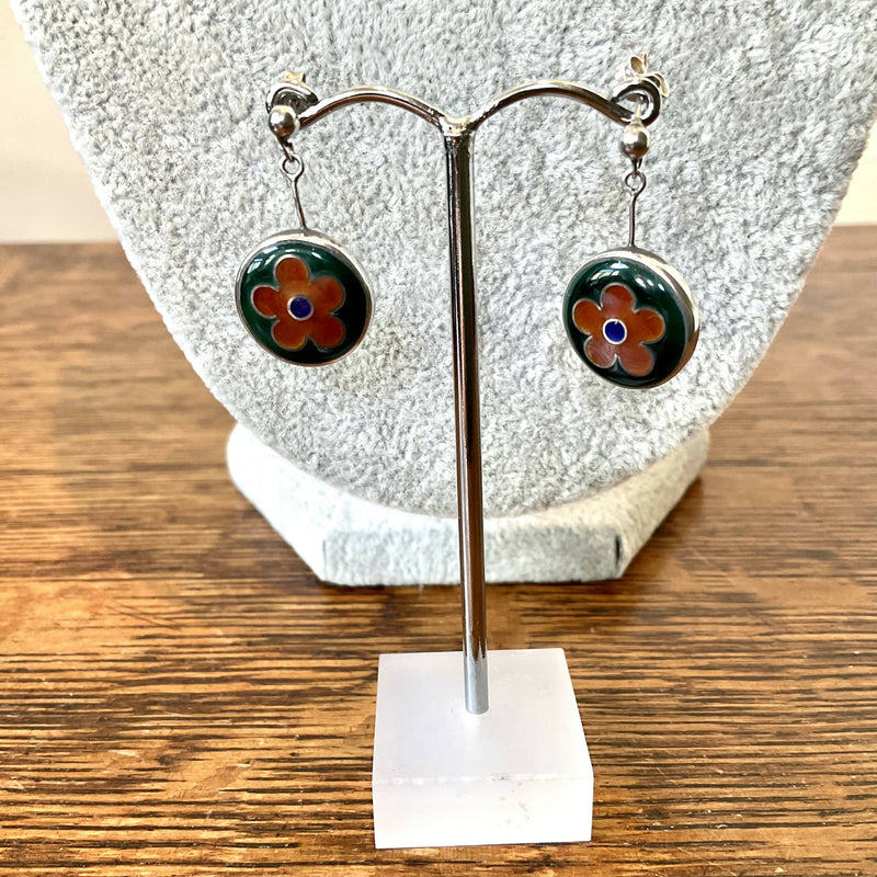 1970’s silver enamel earrings