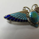 Edwardian Charles Horner Sterling Silver & Enamel Scarab Brooch - Egyptian Revival - 1908