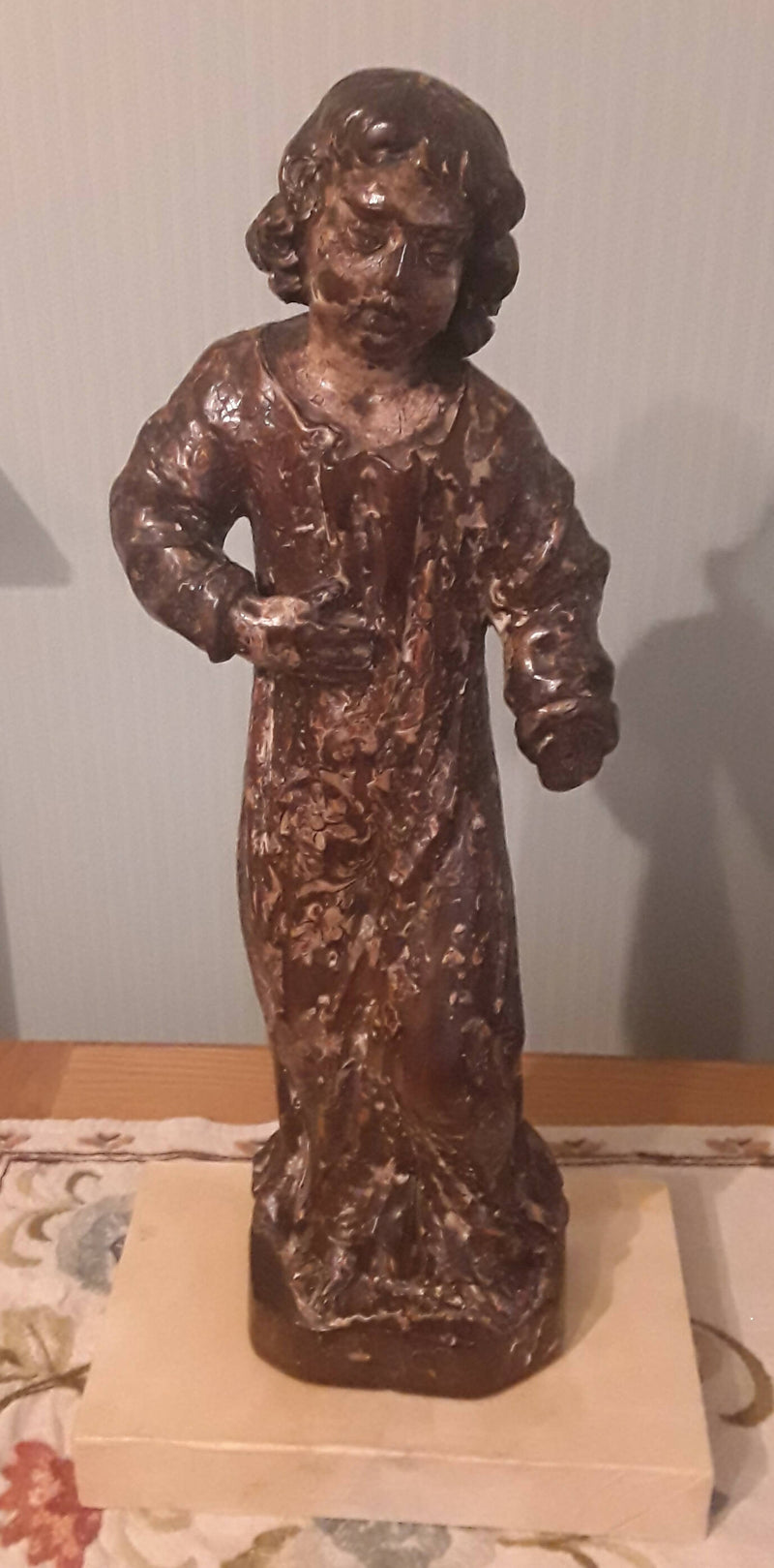 A Large Stuart Period Oak Polychromed Figure Of A Saint.
