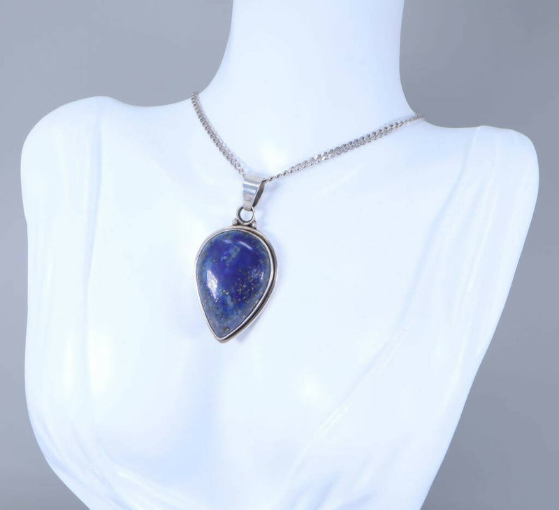 Vintage Silver and Lapis Lazuli Statement pendant & Chain