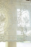 "Lovebirds Cameo" Period White Cotton Lace Curtain valance Sold By The Metre 23" width