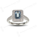 18ct White Gold Aquamarine & Diamond Rectangular Cluster Ring