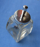 Antique Silver & Cut Glass Glue Pot/Brush/Hallmarked Birmingham 1910