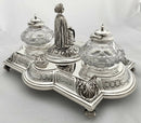 Victorian Silver Figural Inkstand: Bugle Major Alexander White, 52nd Light Infantry. Sheffield 1866 Fenton Brothers. 32 troy ounces.