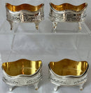 Georgian, George III, Set of Four Silver Salts. London 1793 Henry Chawner. 5.3 troy ounces.