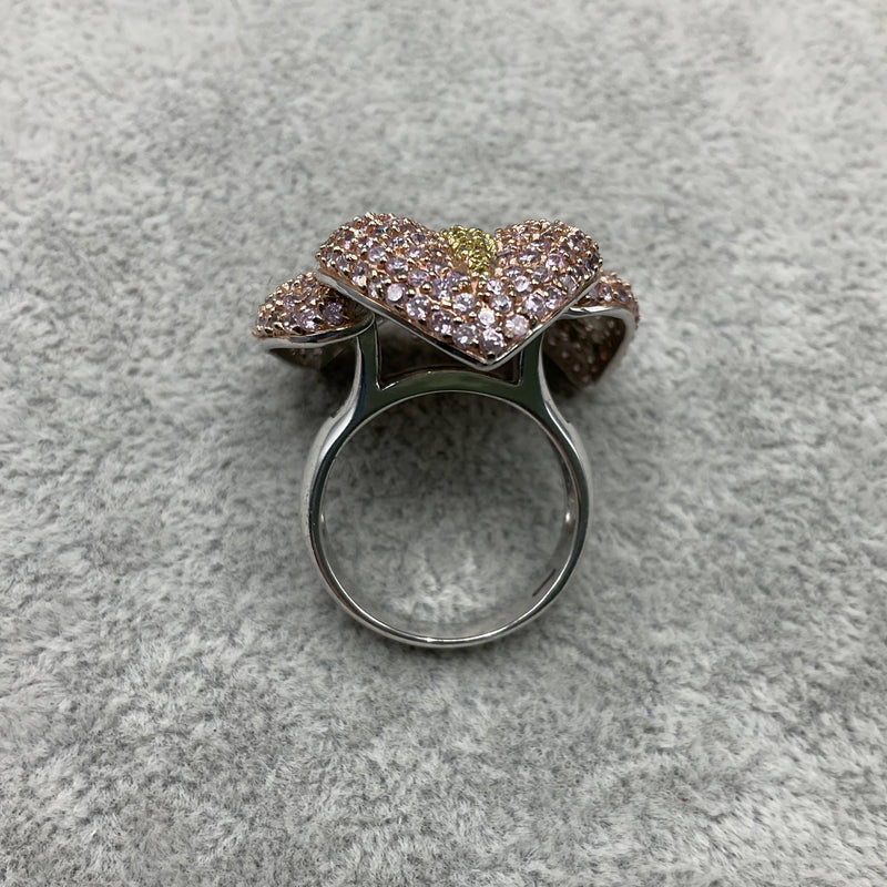 Silver and crystal paste cocktail ring