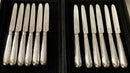 Georgian, George III, Crested Silver Dessert Knives & Forks for Twelve Persons. London 1799 & 1801 Moses Brent.