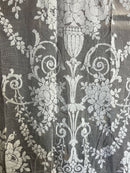 Scottish Madras Panel Remnant Semi Finished with Ornamental Floral Vase design in White 67” / 37”