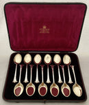 Victorian Cased Set of Twelve Silver Plated & Gilded Ice Cream Spades. Mappin & Webb, circa 1887.