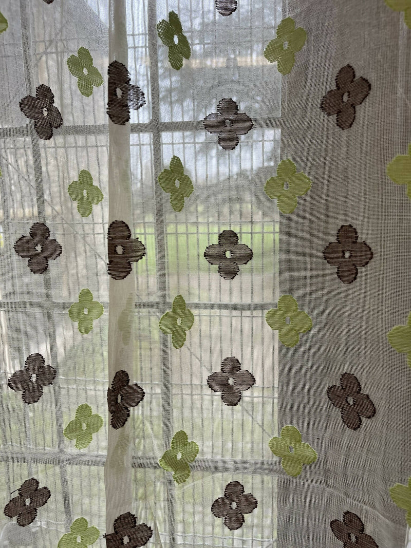 Scottish Madras Cotton Lace Panel Remnant to Finish with quatrefoil design in Pure White 77"/88"
