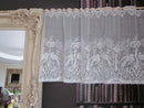 Shabby Chic "Doves" Country Cottage Cotton Valance Lace Panelling in white cotton lace 12" off roll per metre