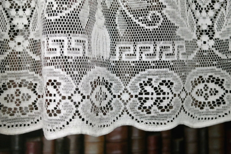 Madelyn Country Cottage Cotton Valance Lace Panelling in Cream 24"- sold per metre wide 1m